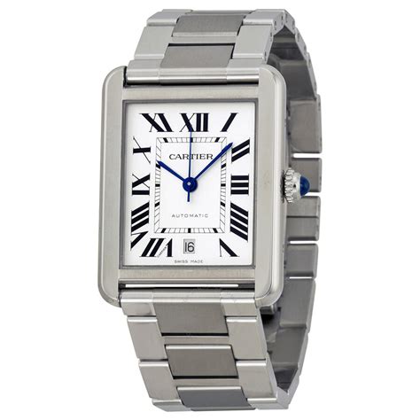 cartier tank stainless steel watch|stainless steel cartier tank man.